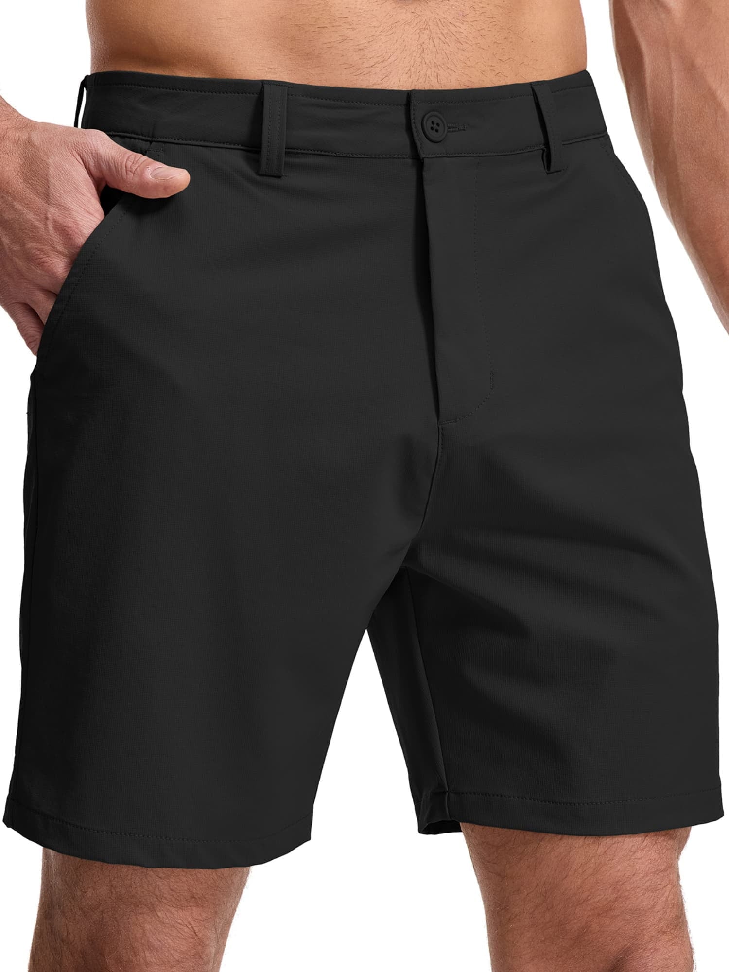 FEN AI Men's Black Cargo Shorts Summer Outdoor Travel Short for Men Multi Pockets Fishing Hiking Shorts
