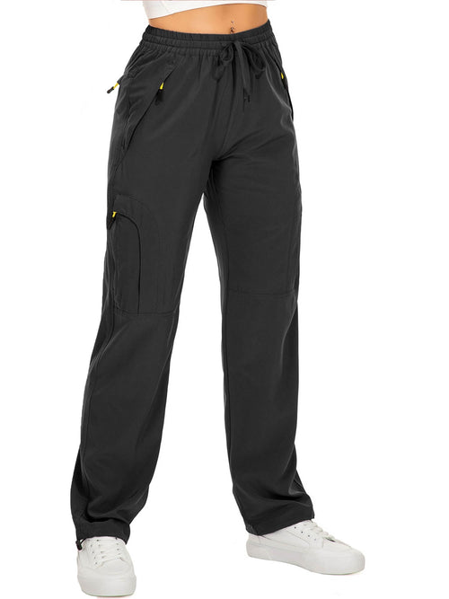 FEN AI Black Cargo Pants Women Quick Dry Hiking Pant UPF 50 Lightweight Work Camping Travel Trousers with Deep Pockets