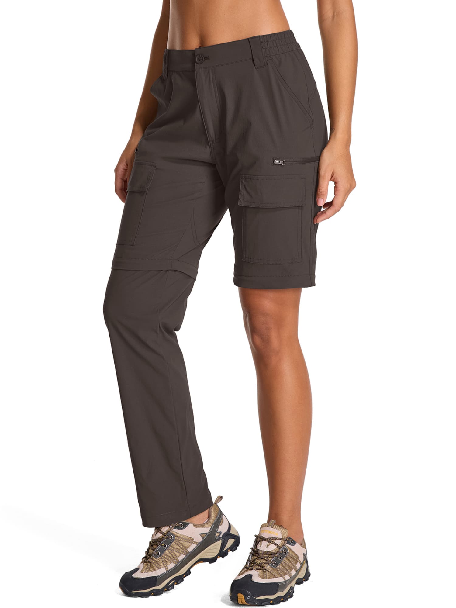 FEN AI Zip Off Cargo Pants Women Convertible to Shorts for Summer Hiking Fishing Travel Pant Utility Trousers for Outdoor Work Safari Camping Black