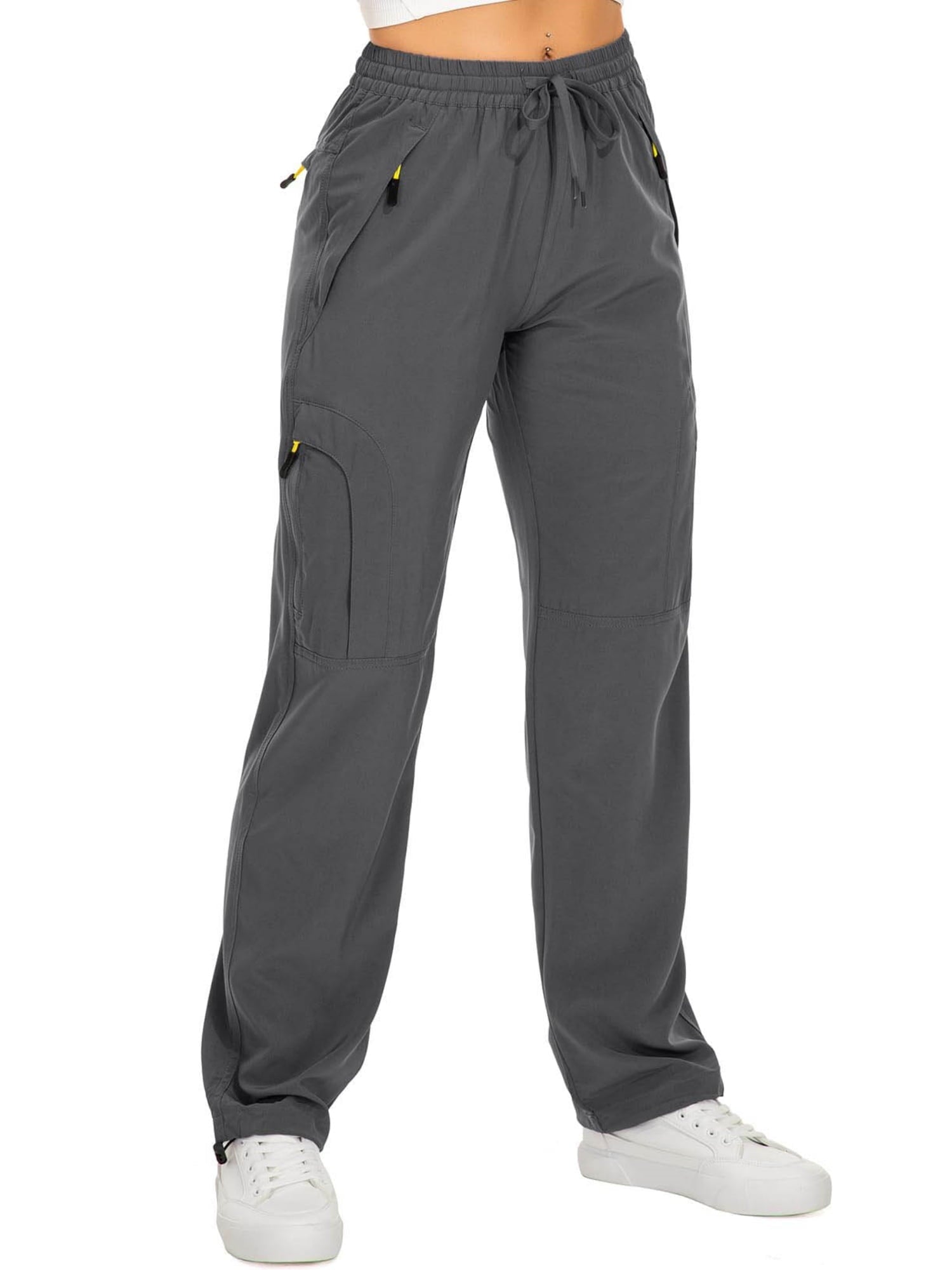 FEN AI Black Cargo Pants Women Quick Dry Hiking Pant UPF 50 Lightweight Work Camping Travel Trousers with Deep Pockets