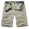 FEN AI Men Outdoor Casual Shorts Expandable Waist Quick Dry Cargo Fishing Short Water Resistant Lightweight Workwear Grey