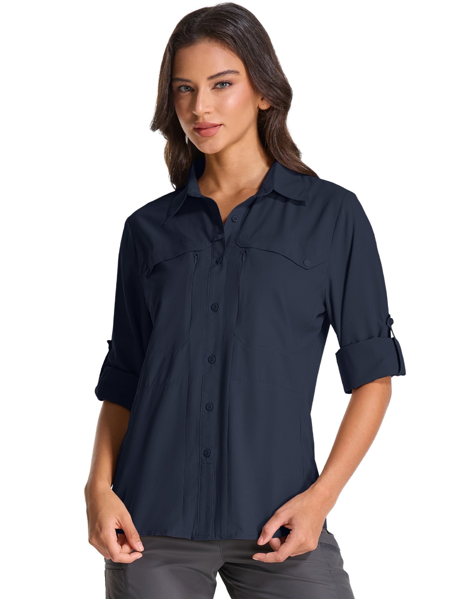 liyiyiyia Long Sleeve Fishing Shirts Women UPF Uv Sun Protection Shirts for Casual Work Safari Travel Cool Quick Dry Blouse