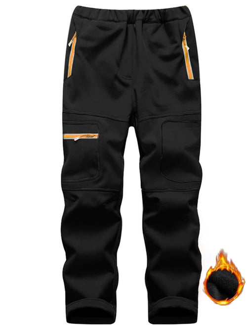 Asfixiado Boys Snow Pants Kids Waterproof Hiking Skiing Pants Warm Fleece Lined Softshell Trousers Windproof Outdoor Winter Pants for Youth