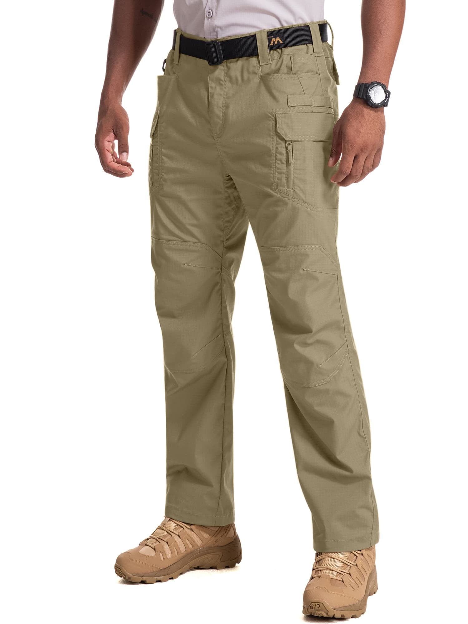 liyiyiyia Men's Ripstop Work Cargo Pants Water Resistant Hiking Pants Outdoor Trousers Multi Pockets (Not Belt)