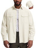 FEN AI Mens Button Long Sleeve Shirts for Fall Safari Fishing with 2 Pockets UPF 50+ Sun Shirts Men Casual Tops Khaki