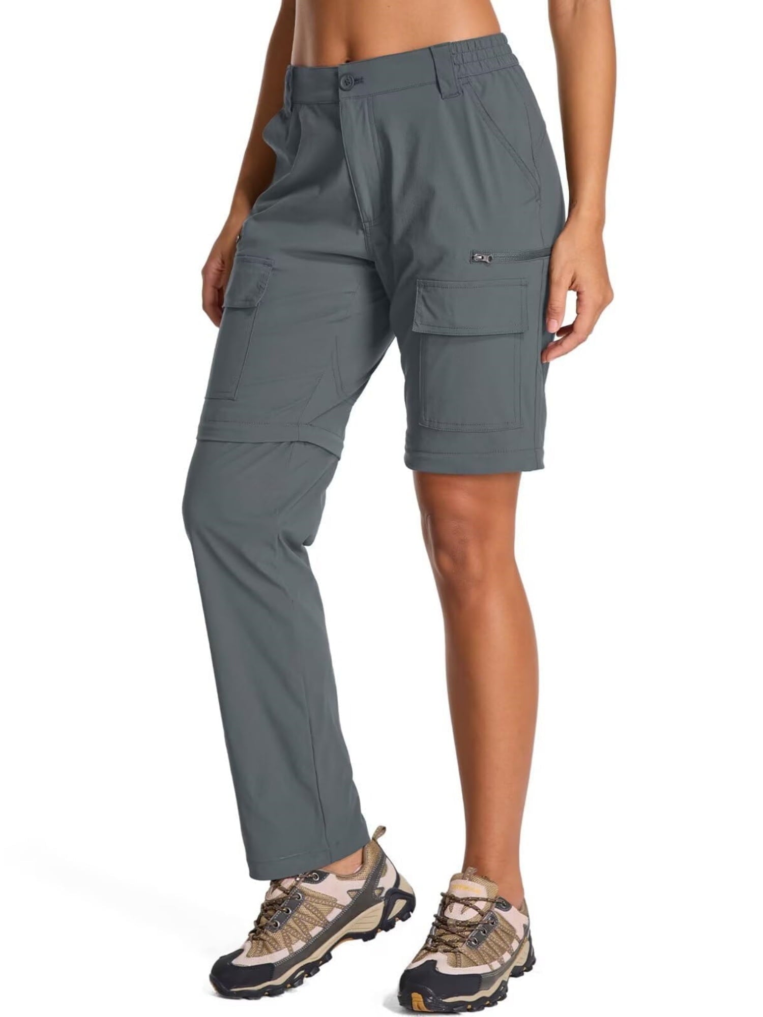FEN AI Zip Off Cargo Pants Women Convertible to Shorts for Summer Hiking Fishing Travel Pant Utility Trousers for Outdoor Work Safari Camping Black