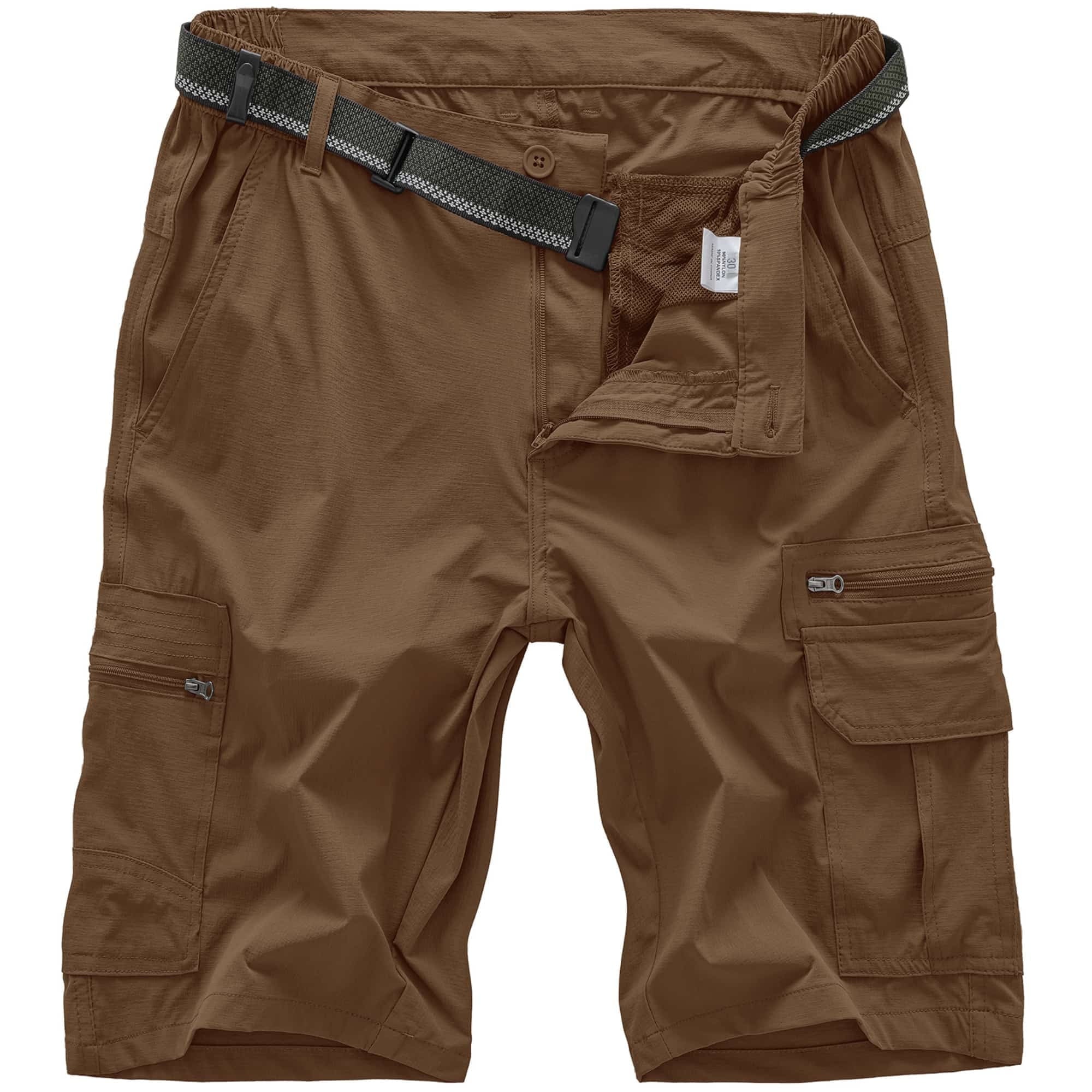 FEN AI Hiking Fishing Shorts for Men Multi Pockets Cargo Work Shorts Elastic Waist Casual Short Outdoor Wear Grey