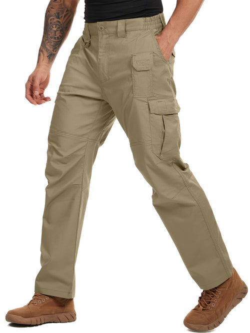 Asfixiado Men's Flex Cargo Pants Black Water Resistant Outdoor Trousers Ripstop Work Hiking Pants for Men with Multi Pockets