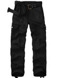 Asfixiado Womens Black Cotton Cargo Pants with 7 Pockets, Outdoor Work Pant for Women Casual Streetwear Work Trousers (No Belt)
