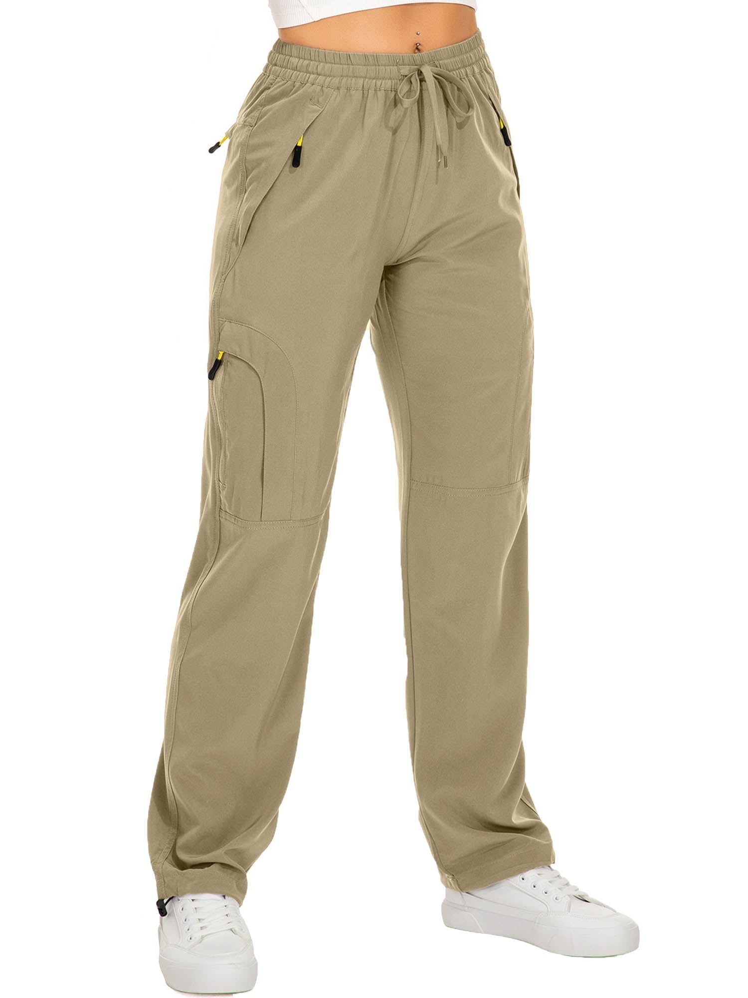 FEN AI Black Cargo Pants Women Quick Dry Hiking Pant UPF 50 Lightweight Work Camping Travel Trousers with Deep Pockets