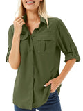 FEN AI Long Sleeve Casual Shirts for Women Button Down Quick Dry Hiking Fishing Gardening Shirt UPF 50+ UV Sun Protection Summer Fall Tops