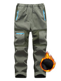 FEN AI Boys Snow Pants Kids Waterproof Hiking Skiing Pants Warm Fleece Lined Softshell Trousers Windproof Outdoor Winter Pants for Youth