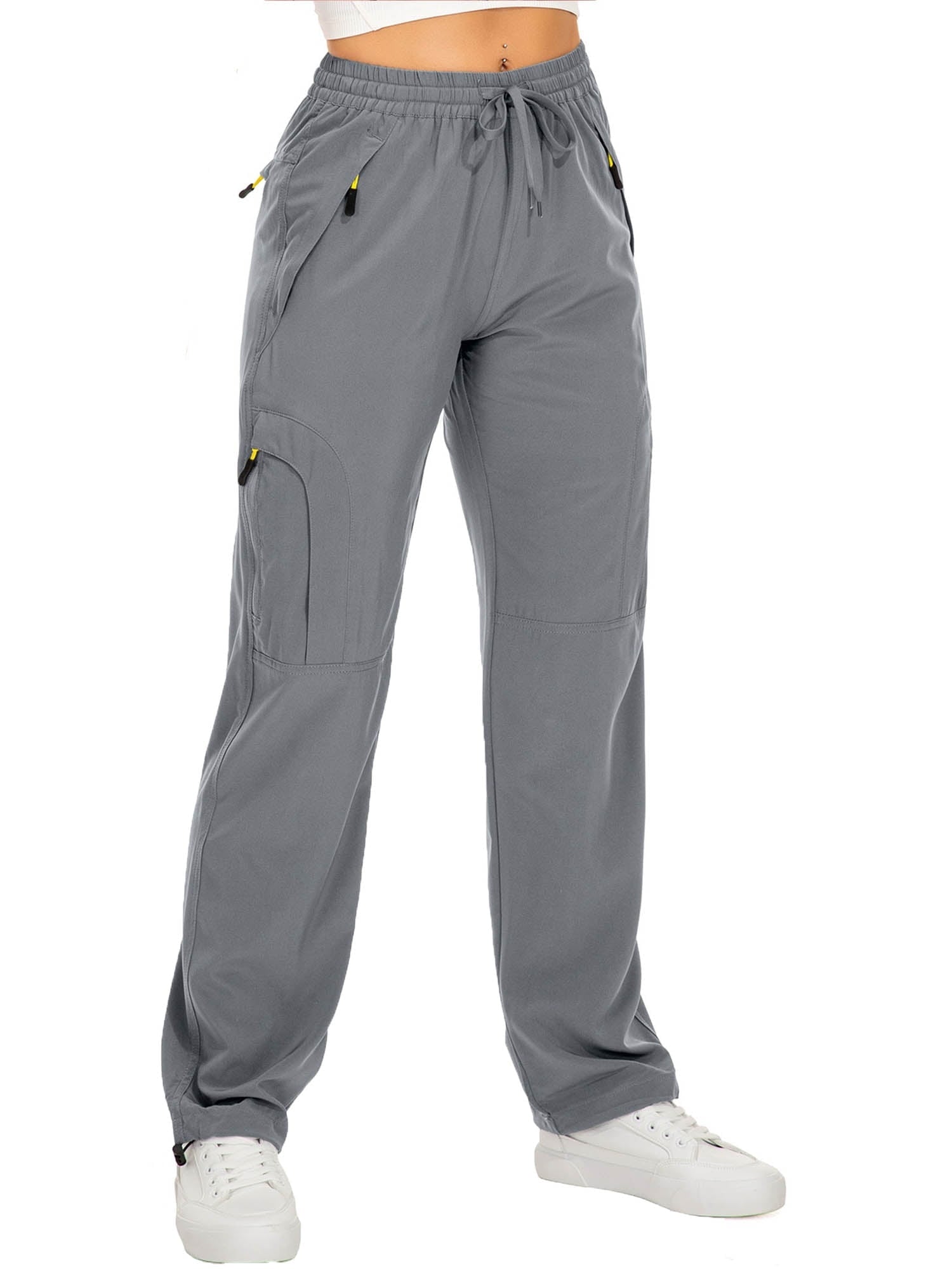 FEN AI Black Cargo Pants Women Quick Dry Hiking Pant UPF 50 Lightweight Work Camping Travel Trousers with Deep Pockets