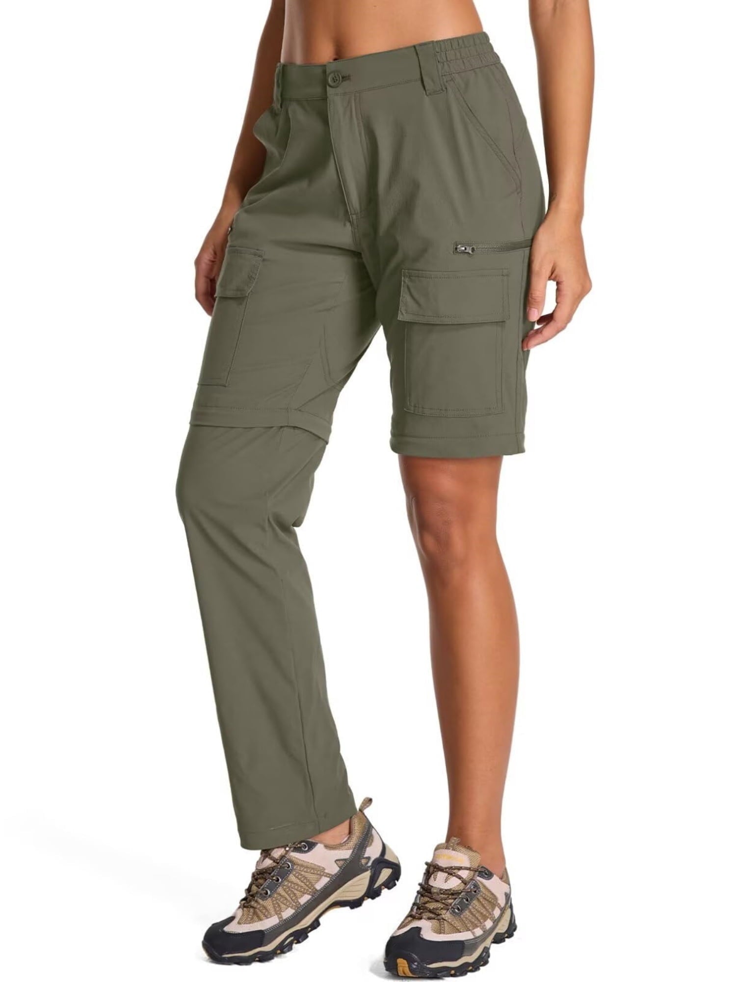 FEN AI Zip Off Cargo Pants Women Convertible to Shorts for Summer Hiking Fishing Travel Pant Utility Trousers for Outdoor Work Safari Camping Black