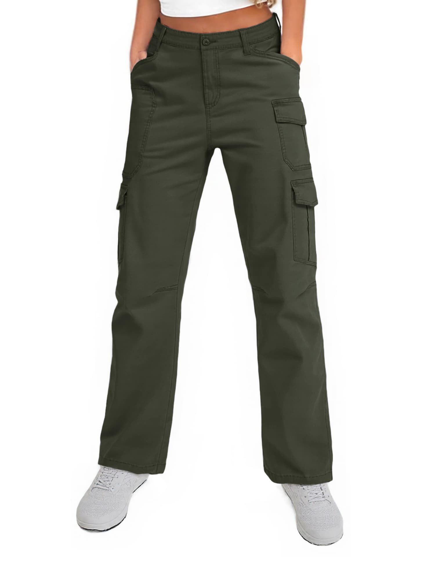 Asfixiado Womens Cargo Pants Black with Multi Pockets Baggy Cotton Pant Work Casual Trousers for Travel Outdoor Wear