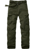 FEN AI Cargo Pants for Men Black Cotton Pants Casual Travel Hiking Trousers Heavy Duty Workwear with 10 Pockets (No Belt)