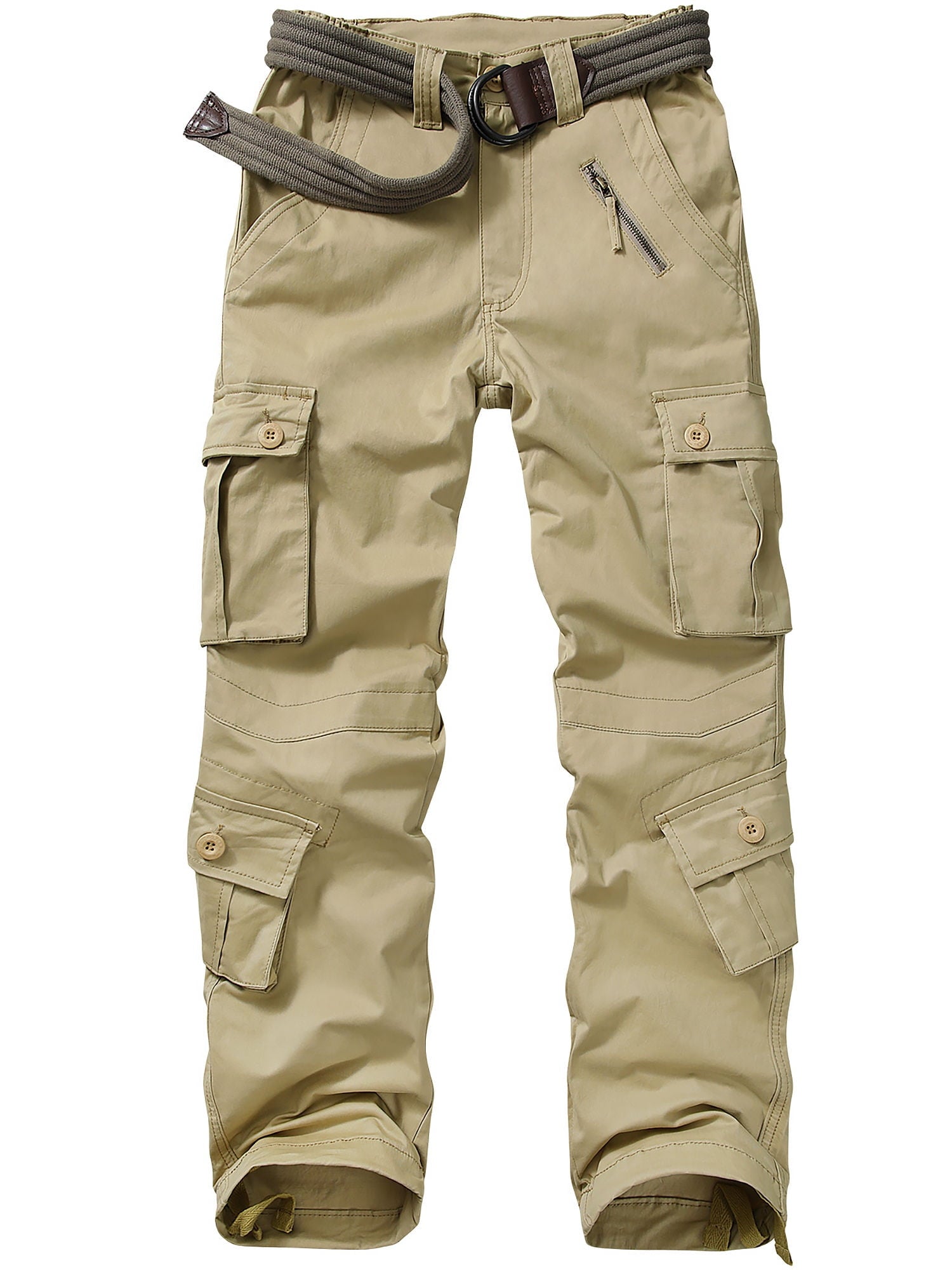 POENTAB Cargo Pants for Women Cotton Work Pant Hiking Trousers with 8 Pockets(No Belt)