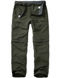 POENTAB Mens Hiking Pants Convertible Zip Off Lightweight Quick Dry Fishing Safari Camping Work Pants with Belt