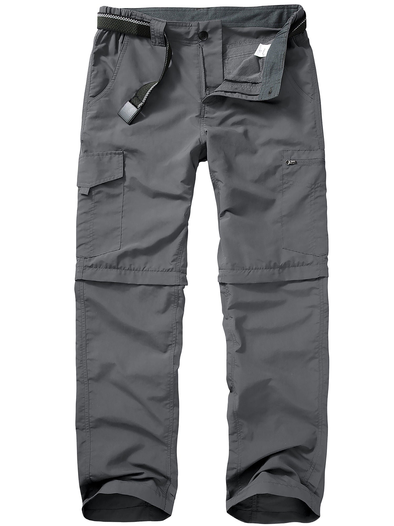 POENTAB Mens Hiking Pants Convertible Zip Off Lightweight Quick Dry Fishing Safari Camping Work Pants with Belt