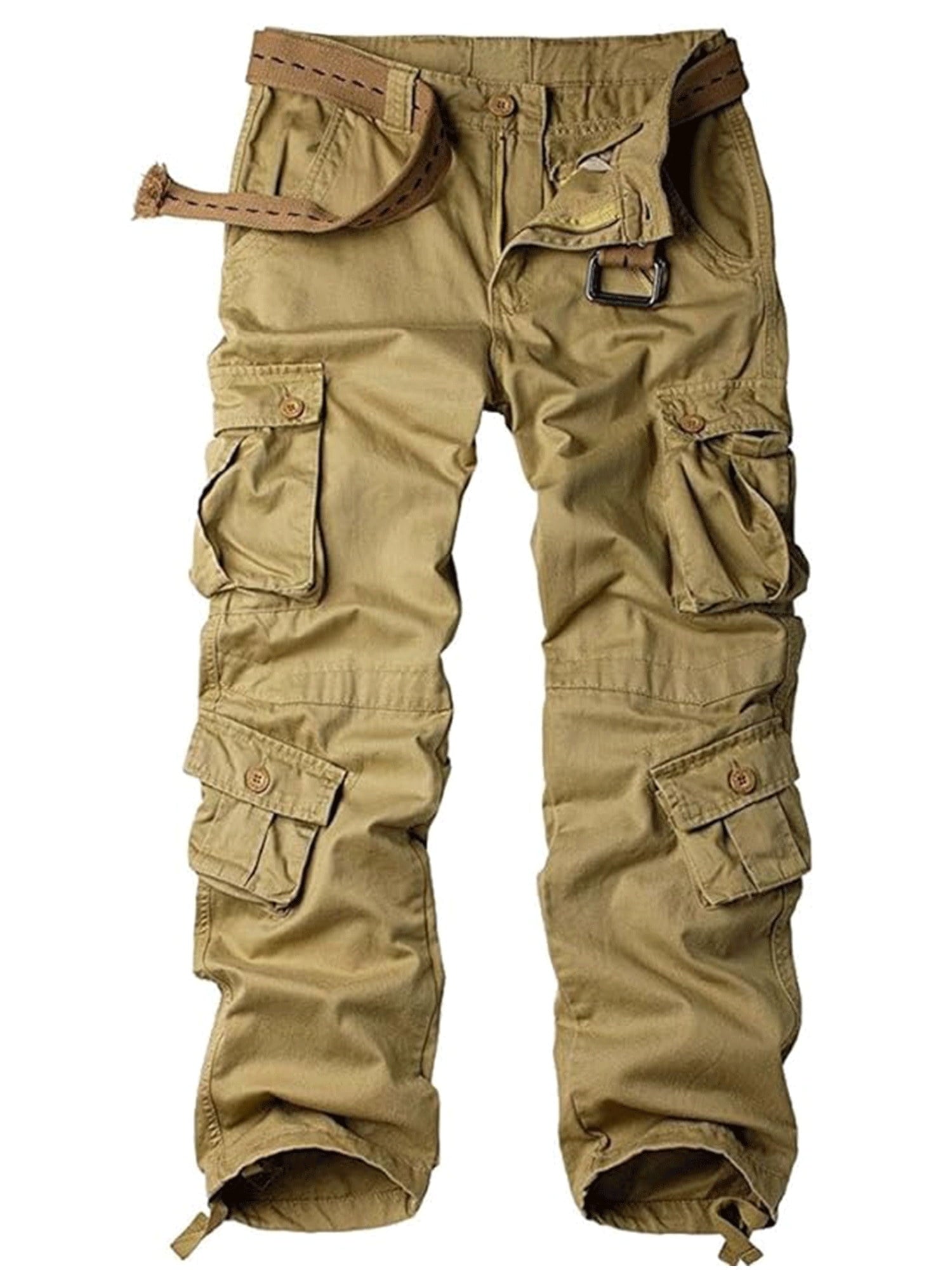 POENTAB Cargo Pants for Men Ripstop Cotton Work Pants Regular Fit Utility Safety Workwear with 8 Pockets