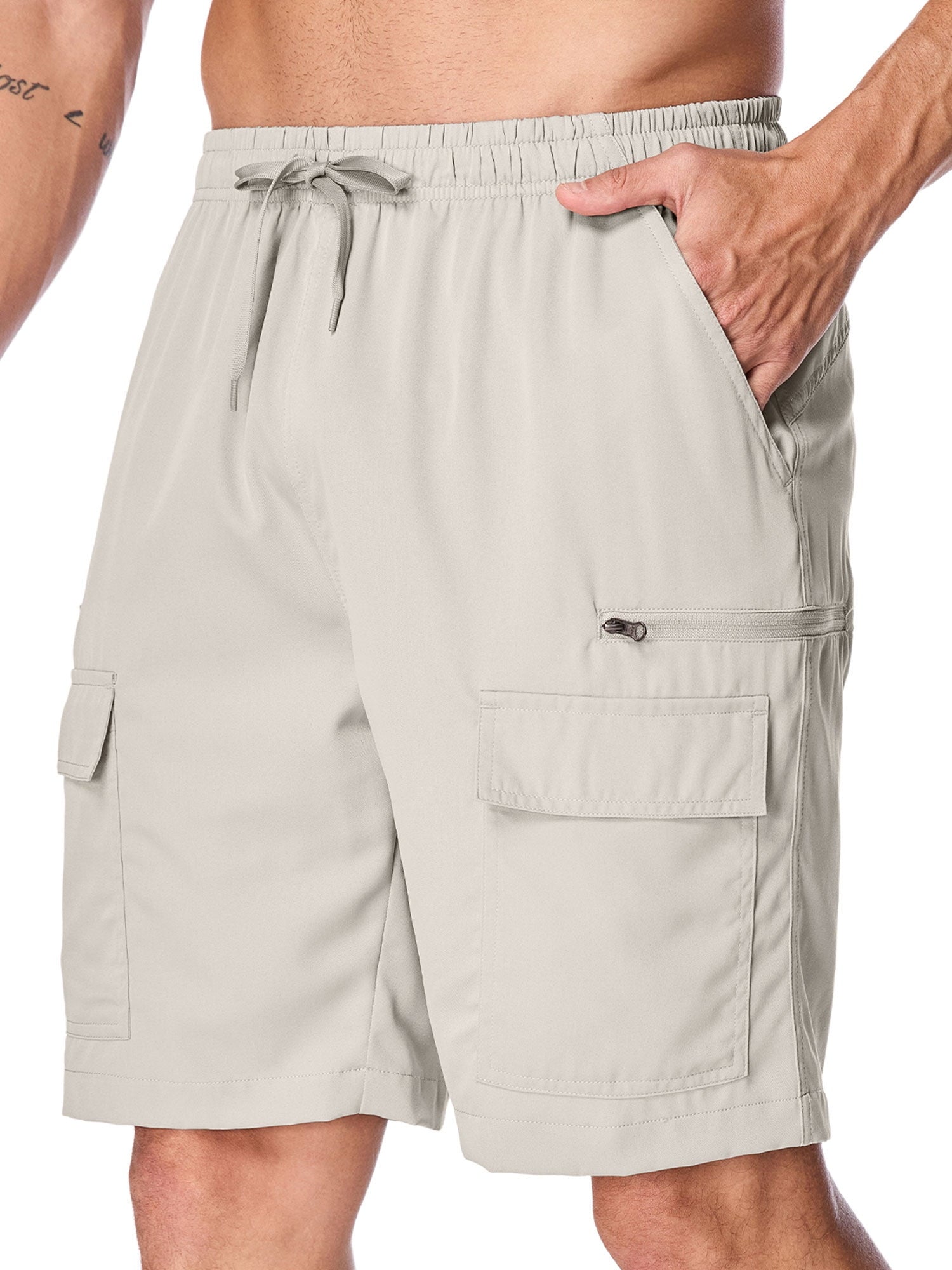 POENTAB Men's Cargo Shorts Quick Dry Lightweight Stretch Fishing Hiking Shorts for Men with 7 Pockets for Outdoor Travel