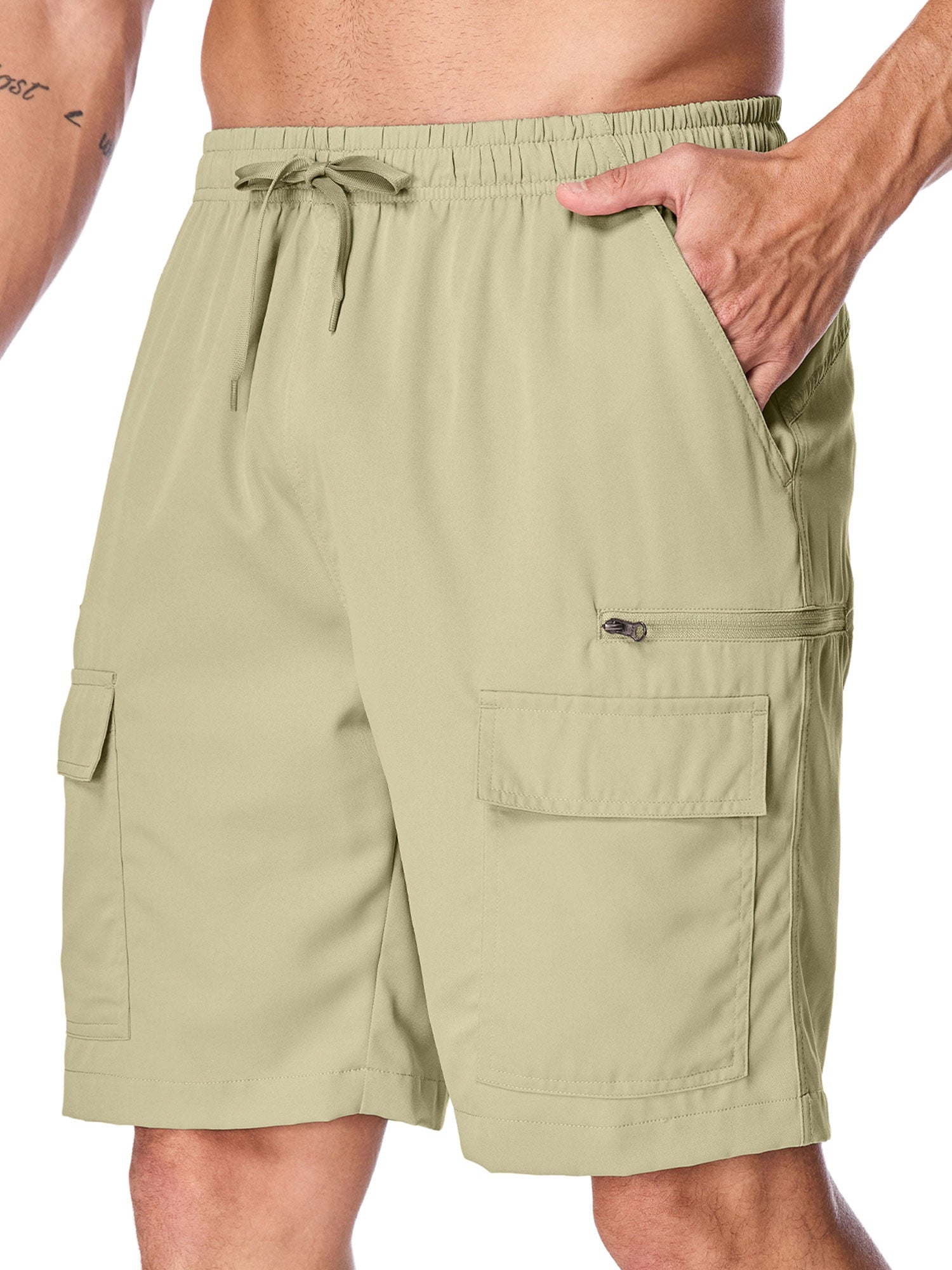 POENTAB Men's Cargo Shorts Quick Dry Lightweight Stretch Fishing Hiking Shorts for Men with 7 Pockets for Outdoor Travel
