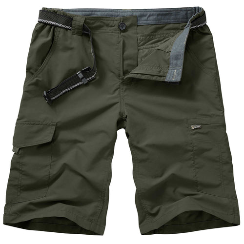 FEN AI Men Outdoor Casual Shorts Expandable Waist Quick Dry Cargo Fishing Short Water Resistant Lightweight Workwear Grey