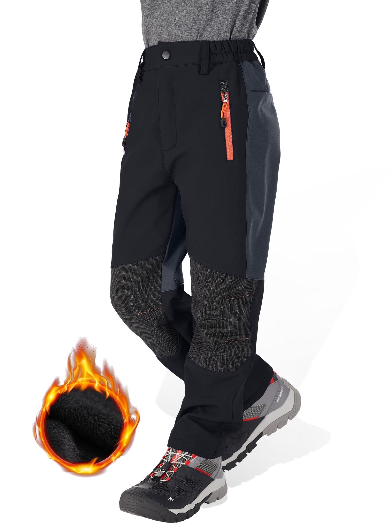 Asfixiado Boy's Kids Youth Ski Snow Pants Windproof Waterproof Hiking Pant Expandable Waist Soft Shell Winter Warm Insulated Trousers Blue 8-9