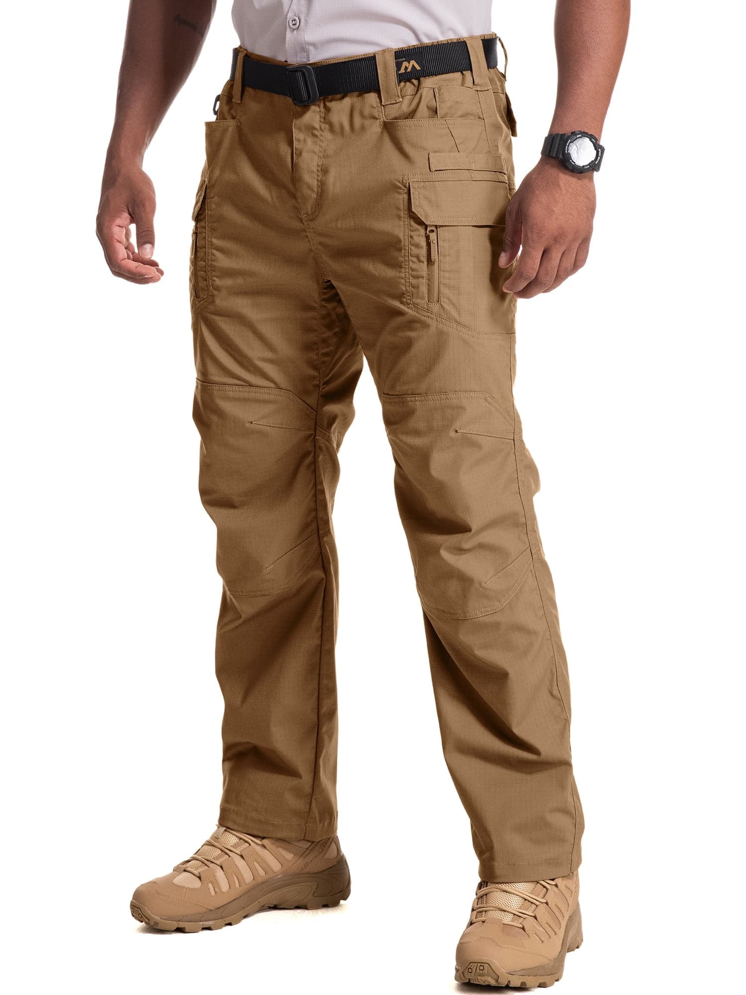 liyiyiyia Men's Ripstop Work Cargo Pants Water Resistant Hiking Pants Outdoor Trousers Multi Pockets (Not Belt)