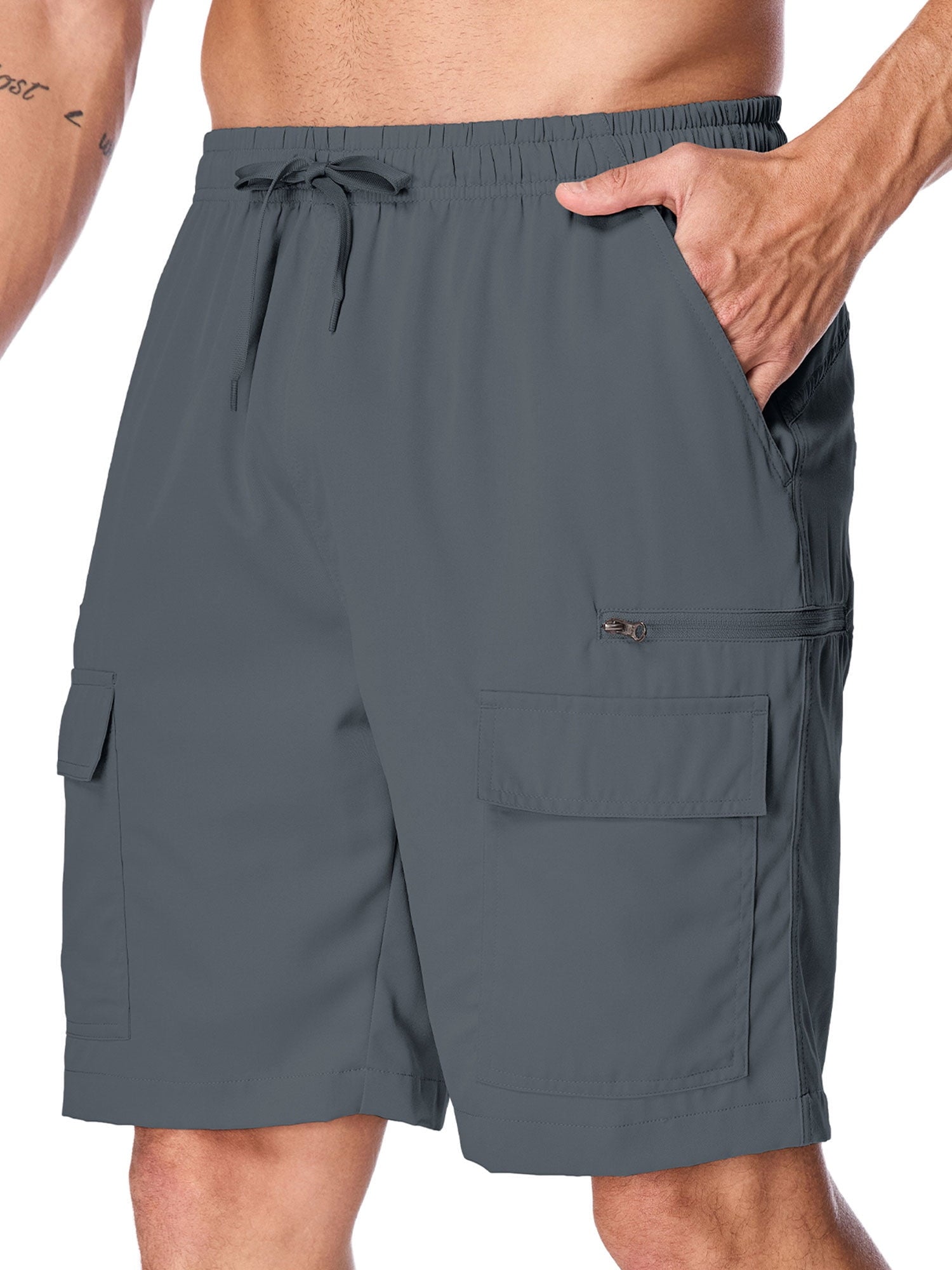 POENTAB Men's Cargo Shorts Quick Dry Lightweight Stretch Fishing Hiking Shorts for Men with 7 Pockets for Outdoor Travel