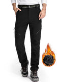 Asfixiado Ski Snow Pants Men Fleece Lined Cargo Pant for Hiking Outdoor Insulated Winter Warm Softshell Trousers Black