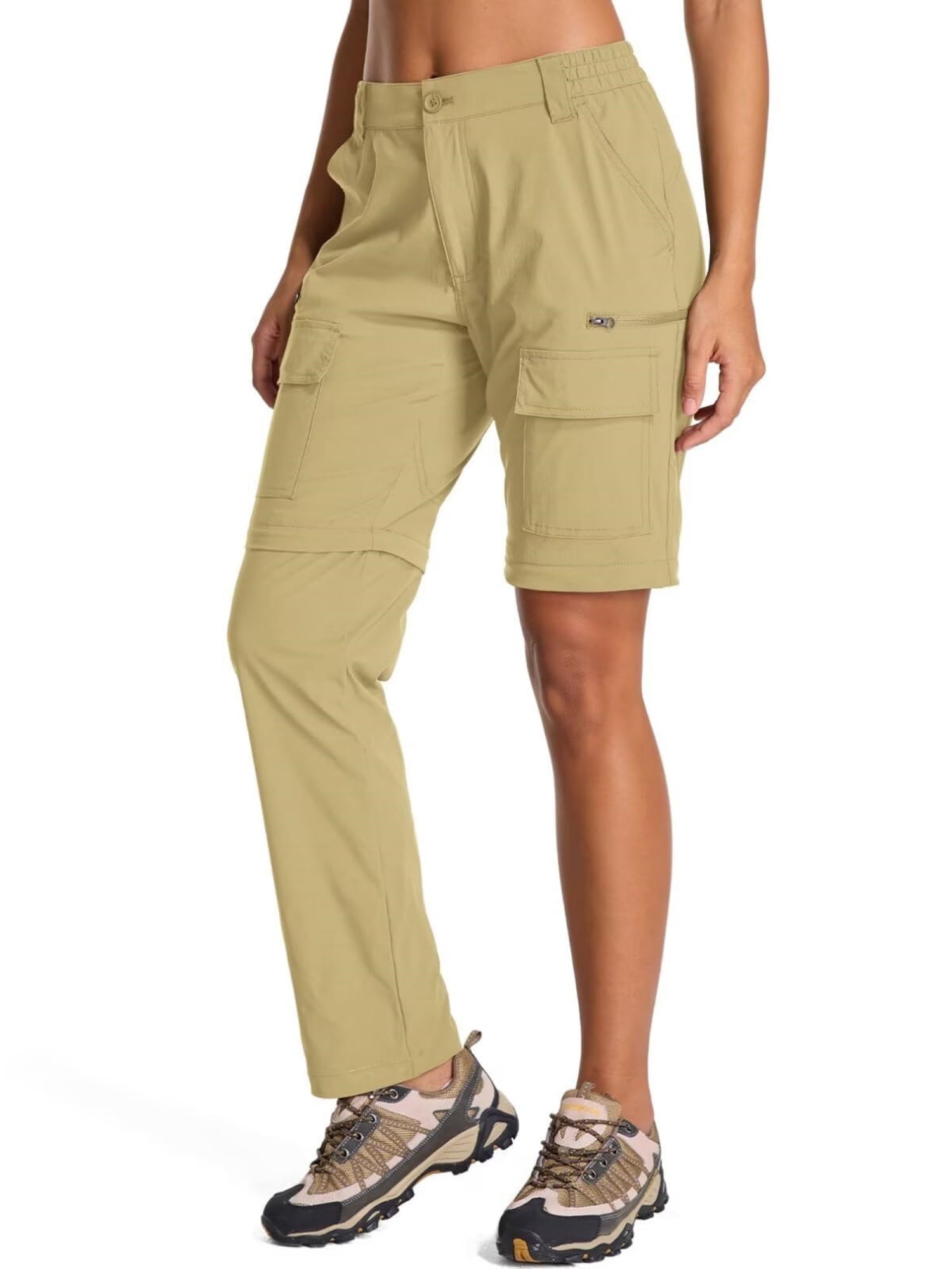 FEN AI Zip Off Cargo Pants Women Convertible to Shorts for Summer Hiking Fishing Travel Pant Utility Trousers for Outdoor Work Safari Camping Black