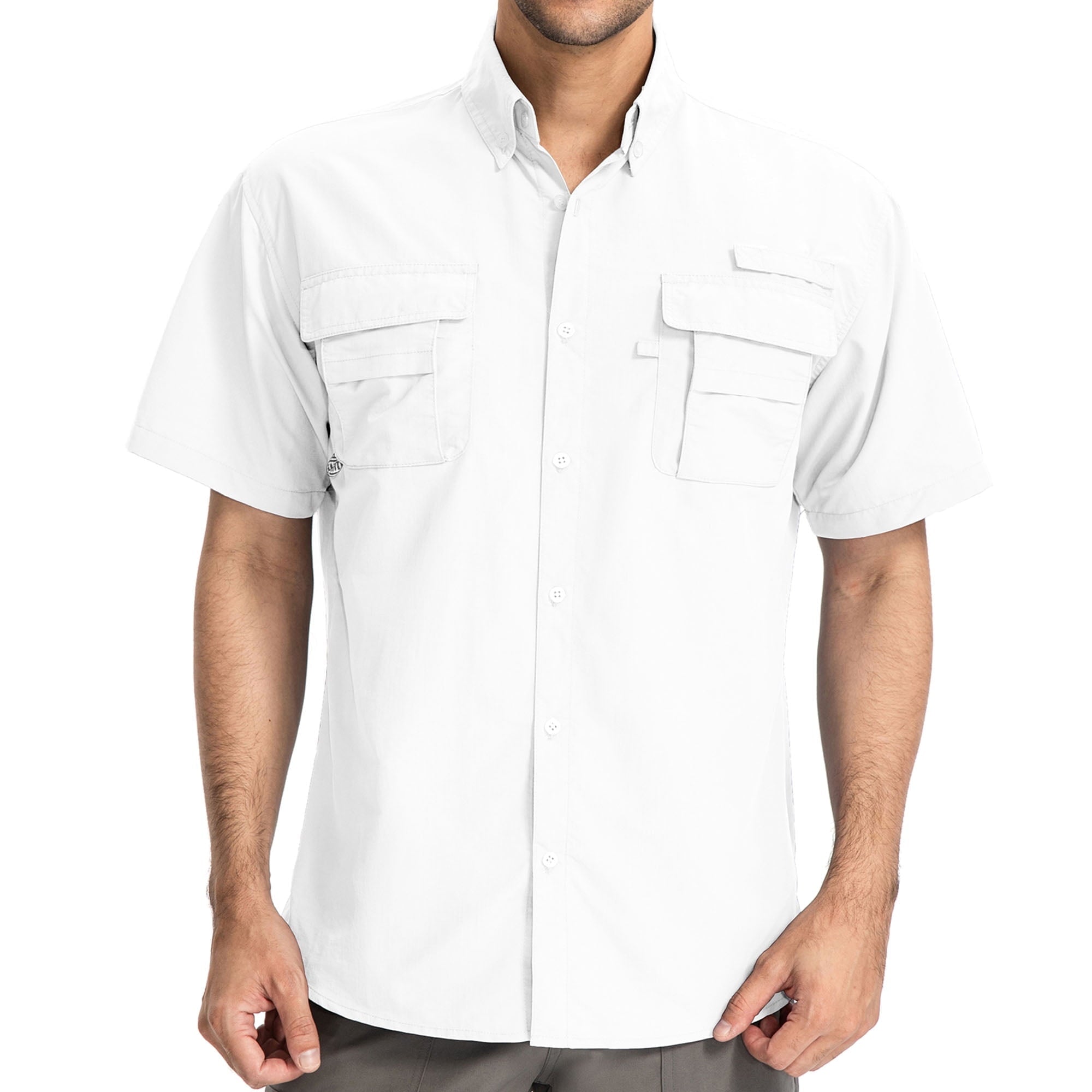 Men's Short Sleeve Fishing Shirts Sun Protection UV Hiking Cooling Quick Dry Shirts for Summer Beach Casual Tops