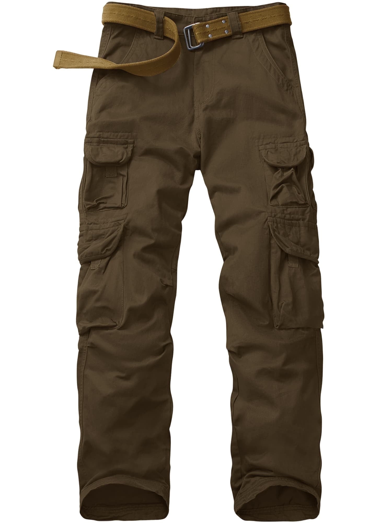 Asfixiado Cargo Pants for Men Black Cotton Pants Casual Travel Hiking Trousers Heavy Duty Workwear with 10 Pockets (No Belt)