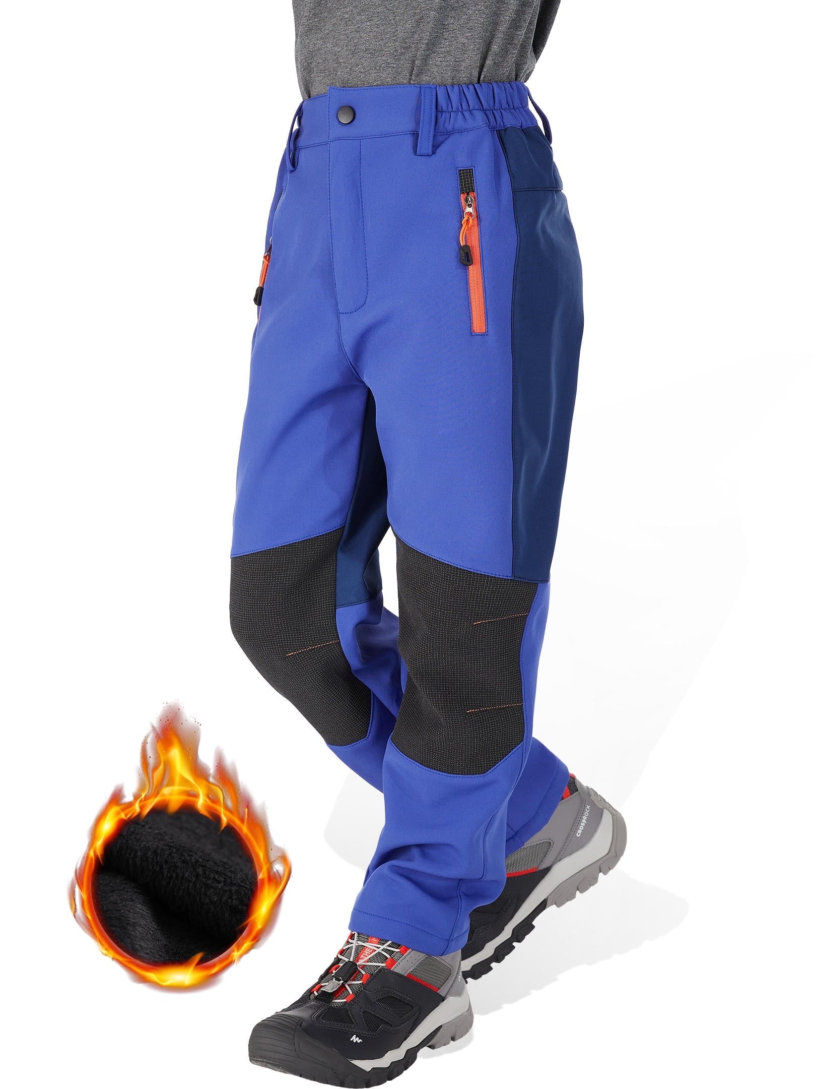 Asfixiado Boy's Kids Youth Ski Snow Pants Windproof Waterproof Hiking Pant Expandable Waist Soft Shell Winter Warm Insulated Trousers Blue 8-9